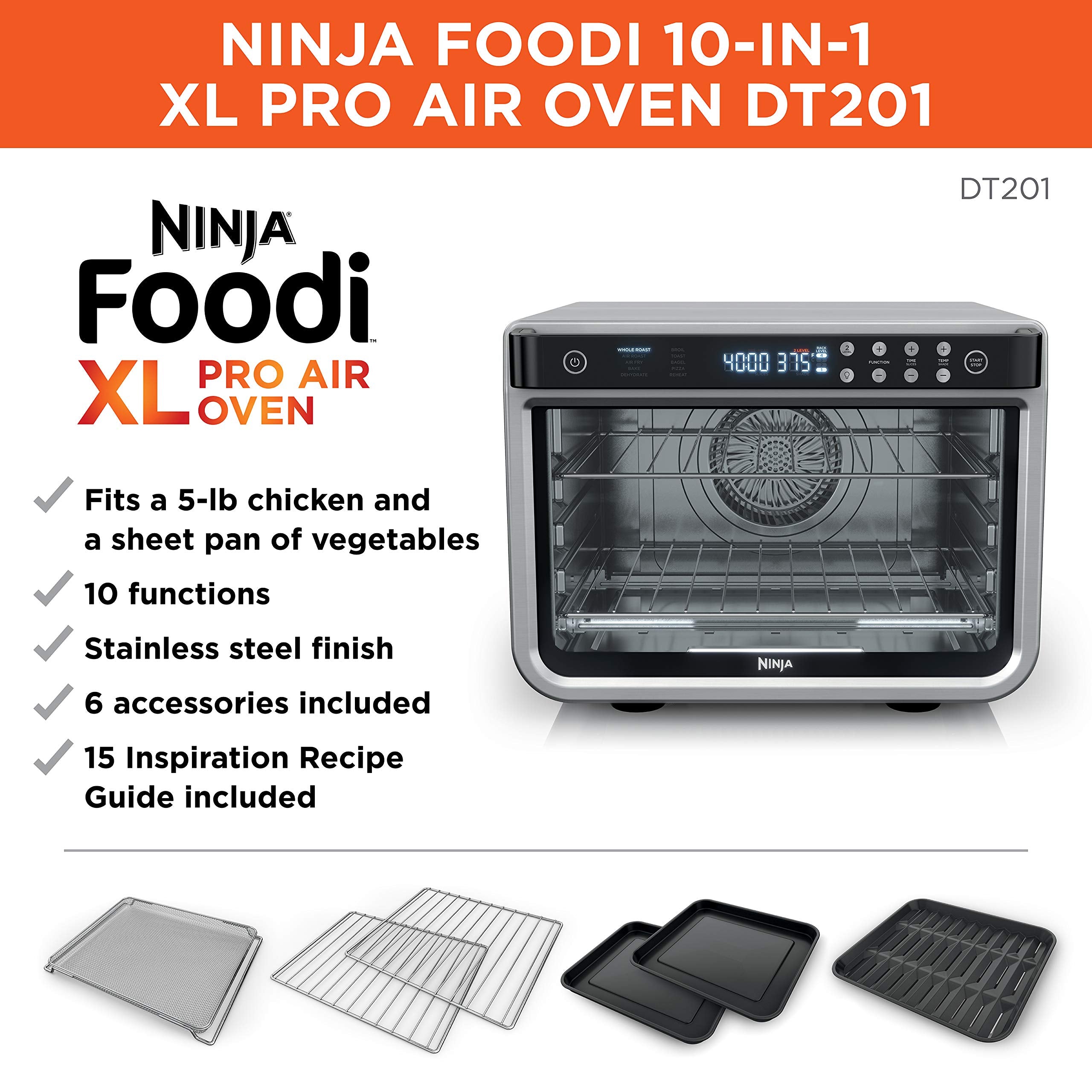 Ninja DZ302 Foodi 10-qt. 6-in-1 DualZone Smart XL Air Fryer with 2  Independent Baskets, Match Cook & Smart Finish to Air Fry, Air Broil,  Roast, Bake